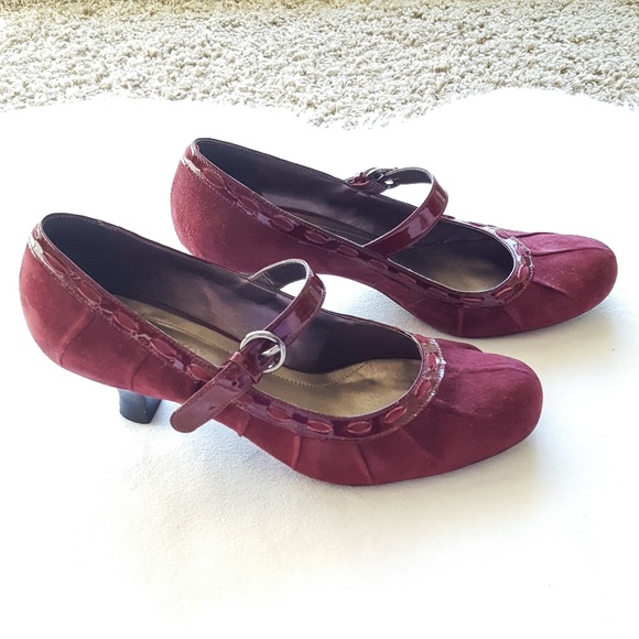 Franco Sarto Shoes - Franco Sarto Burgundy Suede Mary Jane Heels